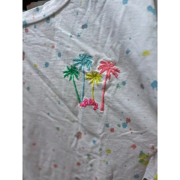 Lilly Pulitzer Sheridan Palm Tree Paint Splatter Crewneck Sweatshirt Top Size XL - Picture 2 of 12